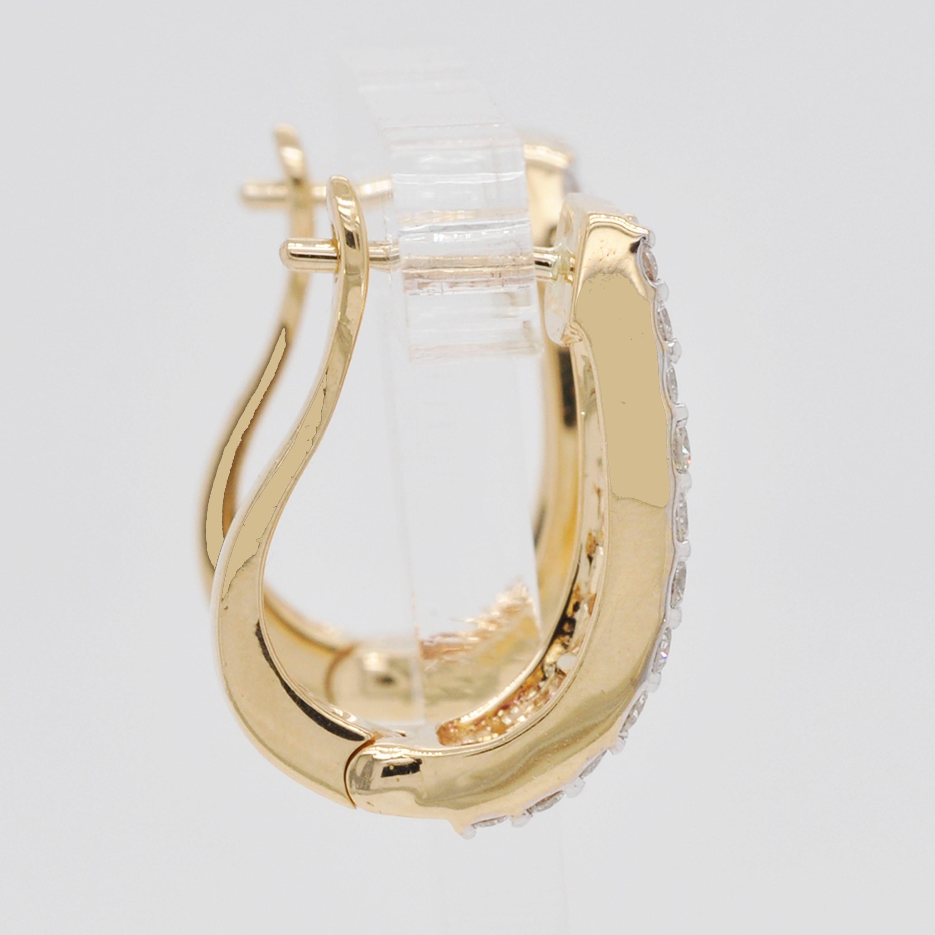 18 Karat Gold Channel Set Pink Tourmaline Baguette Diamond Huggies Hoop Earrings 1