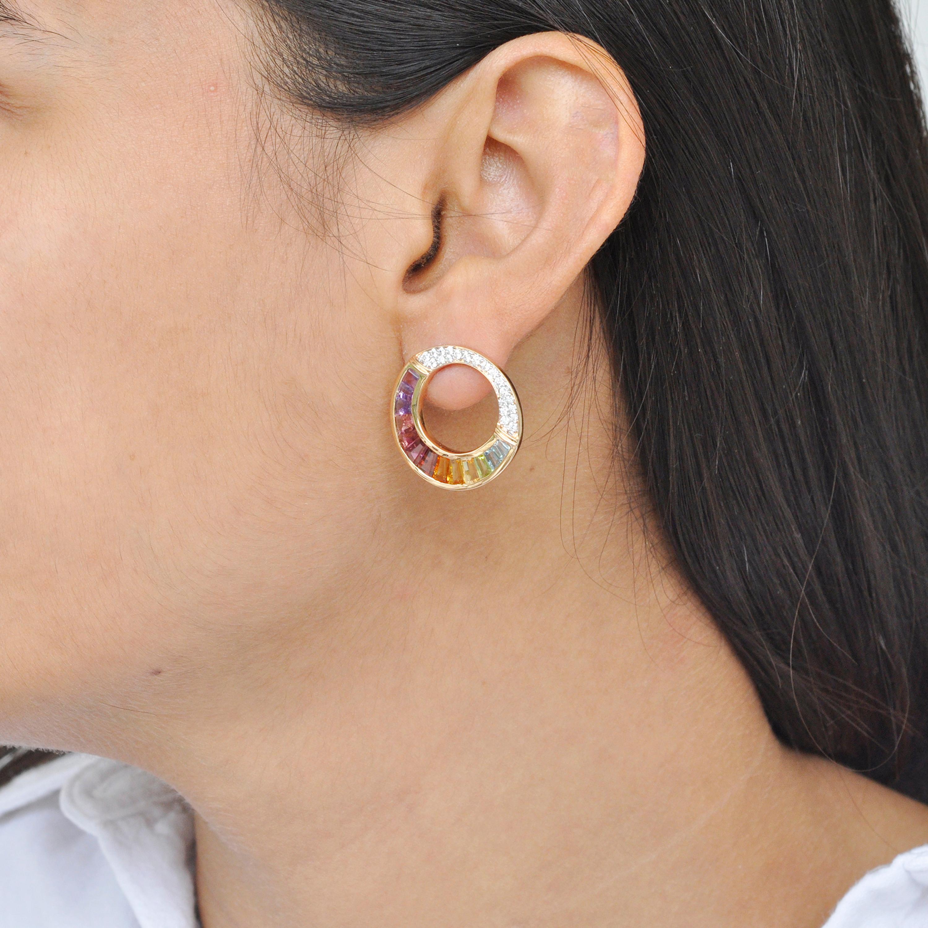 multicolor diamond earrings