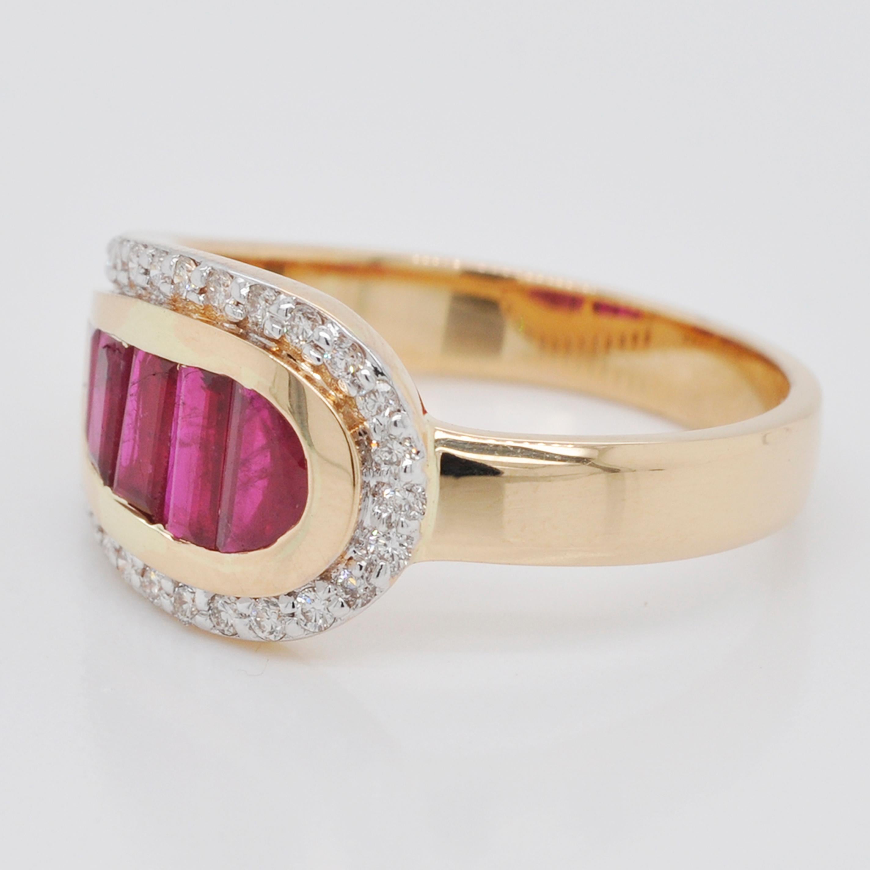 channel set ruby and diamond ring