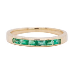 18 Karat Gold Channel Set Zambian Emerald Baguette Contemporary Band Ring