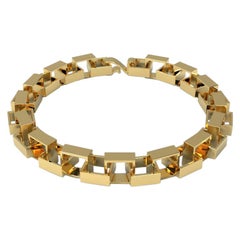 18 Karat Gold Chunky Square Link Bracelet
