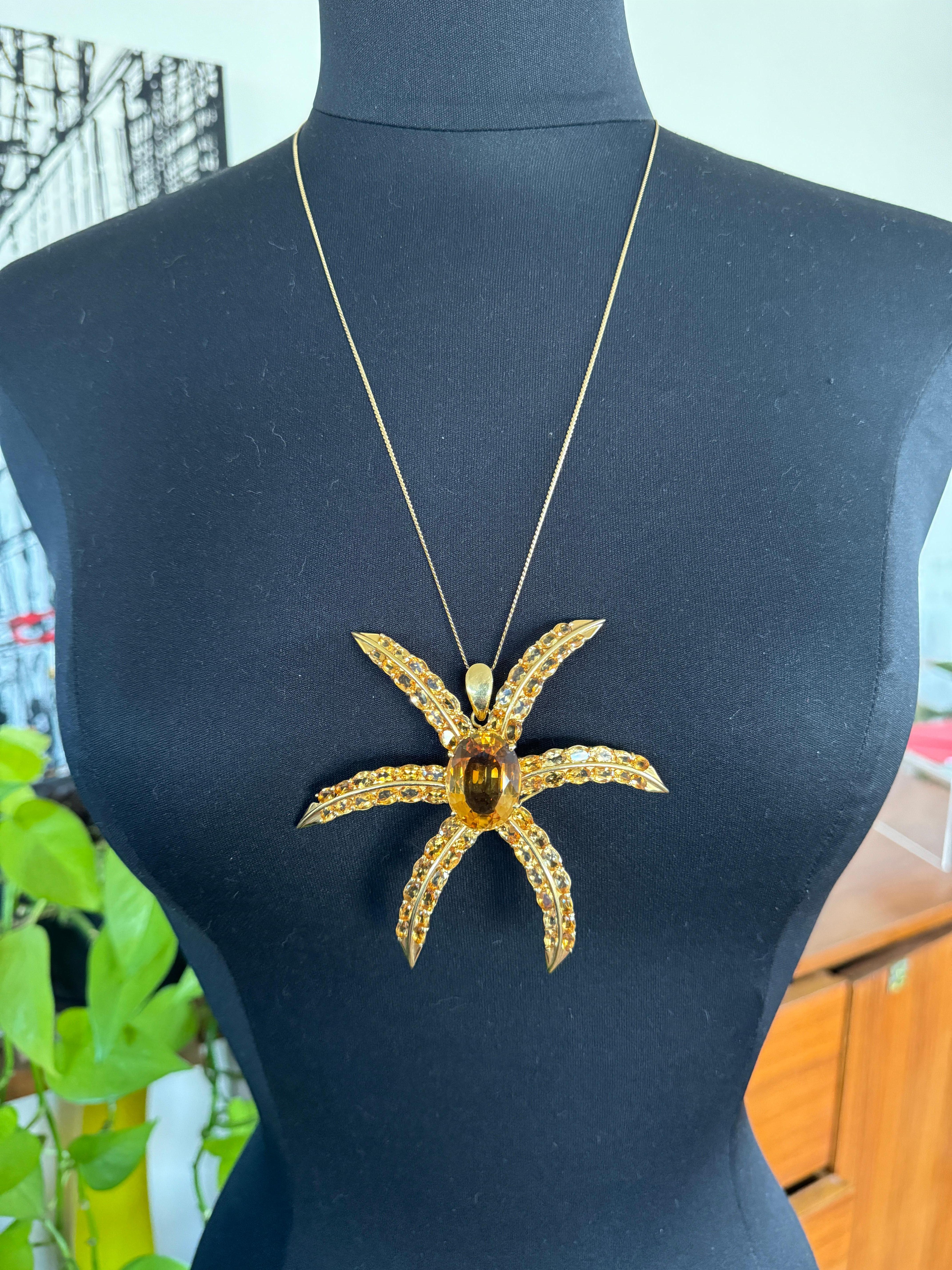 Collar Colgante Oro 18 Kilates Citrino Motivo Estrella Broche 45 Quilates estrella de mar en venta 8
