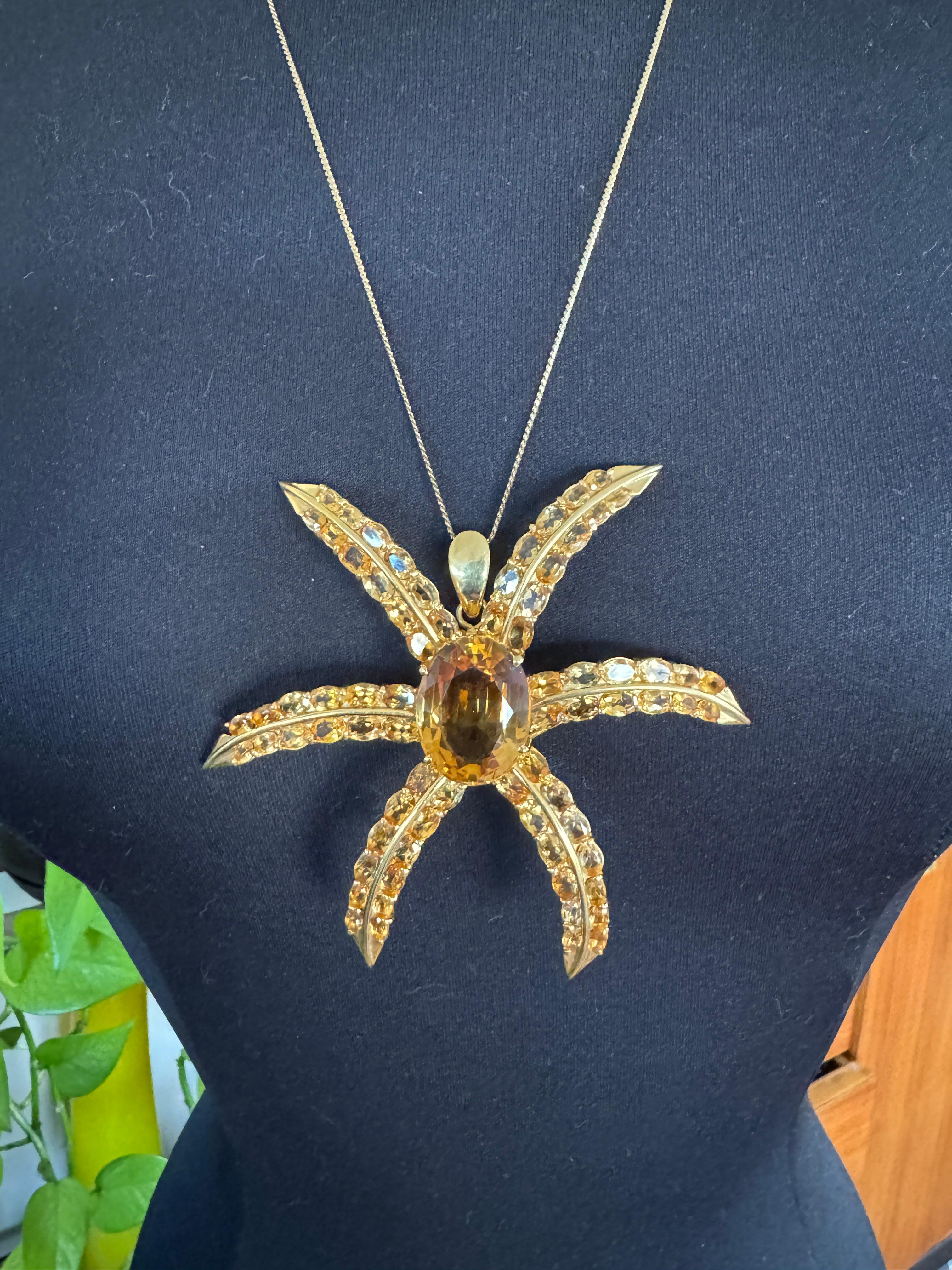 Collar Colgante Oro 18 Kilates Citrino Motivo Estrella Broche 45 Quilates estrella de mar en venta 9