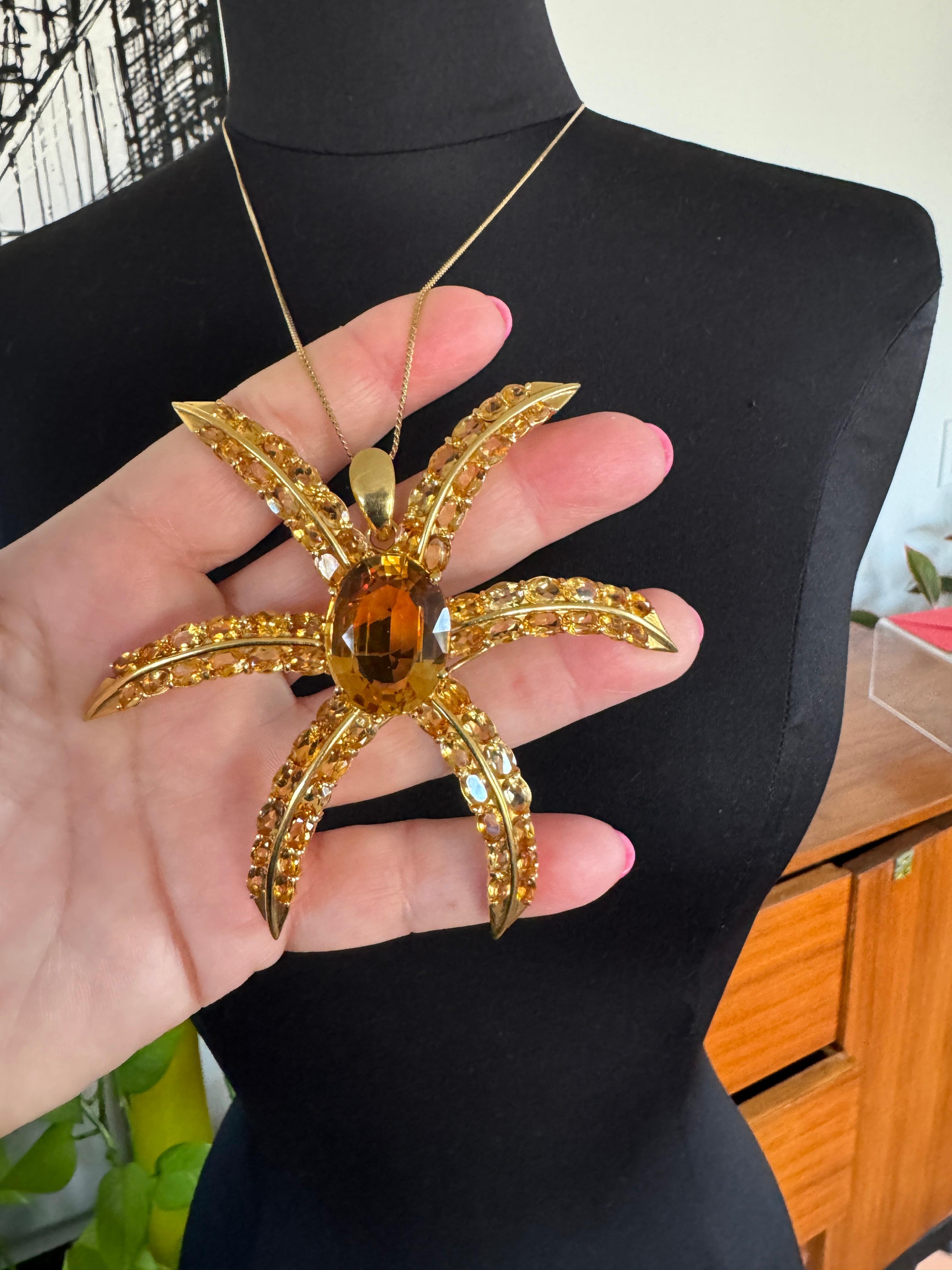 Collar Colgante Oro 18 Kilates Citrino Motivo Estrella Broche 45 Quilates estrella de mar en venta 10