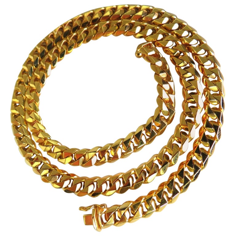 18 Karat Gold Classic Cuban Link Necklace For Sale at 1stDibs 18k cuban link, 18 karat gold