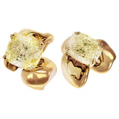 18 Karat Gold Clip-On Earrings with 2 Carat GIA Certified Yellow Diamonds