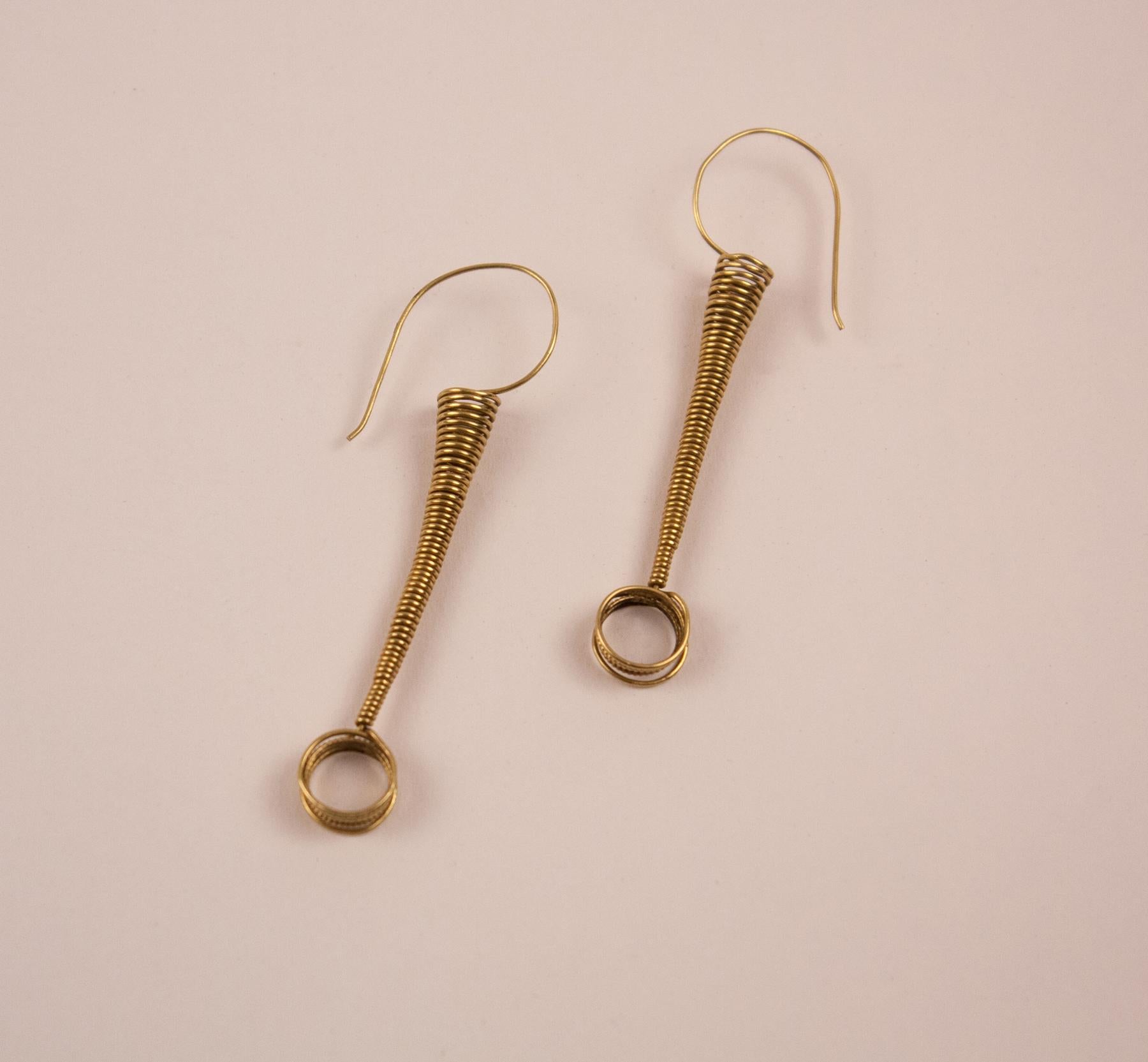 18 Karat Gold Coil Spring Wire Earrings In Excellent Condition For Sale In Heath, MA