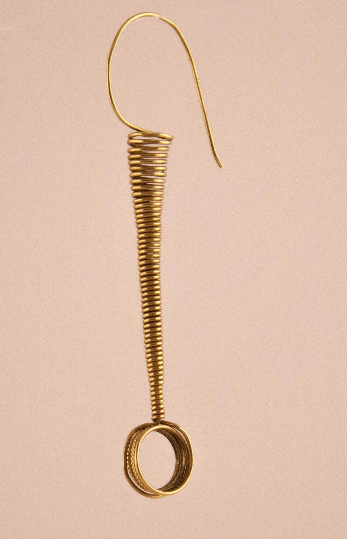 Women's 18 Karat Gold Coil Spring Wire Earrings For Sale