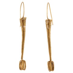 Retro 18 Karat Gold Coil Spring Wire Earrings