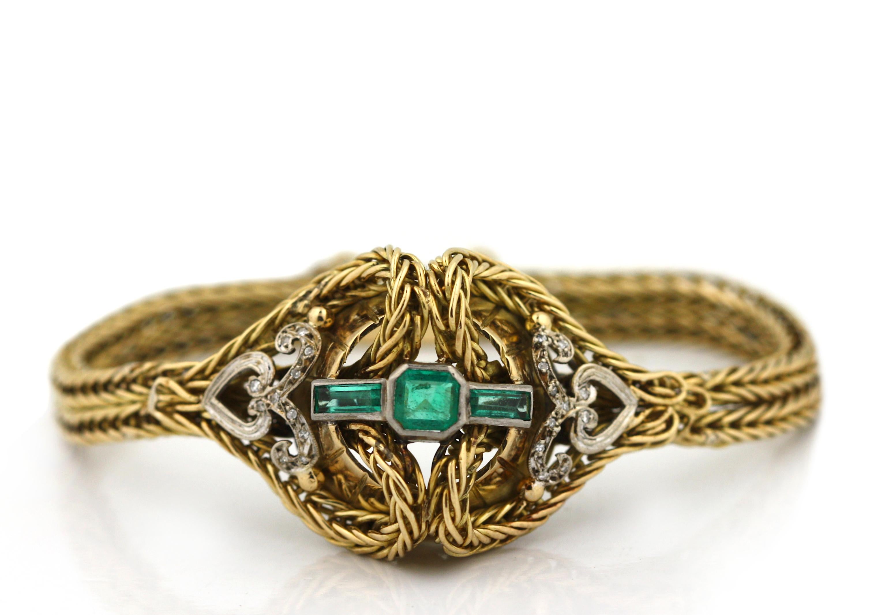  Armband aus 18 Karat Gold, farbigem Stein und Diamanten im Angebot 2
