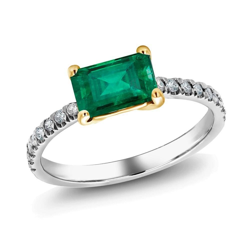 Women's 18 Karat Gold Columbia Emerald Diamond Cocktail Ring Weighing 1.70 Carat