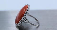 18 Karat Gold, Coral and Diamond Ring