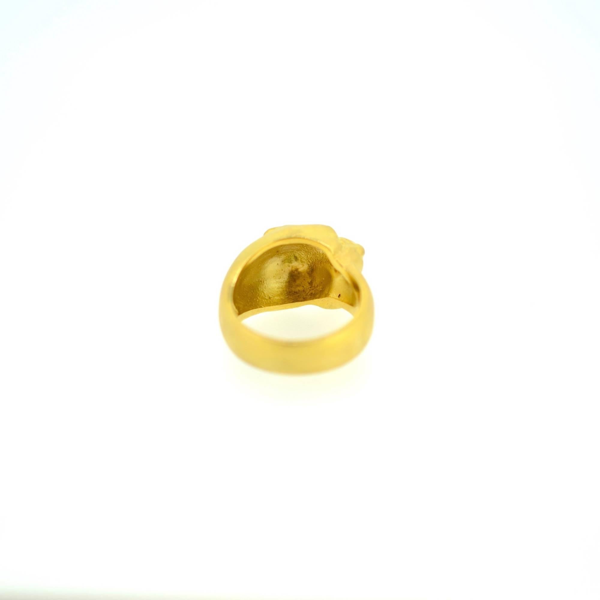 Artisan 18 Karat Gold Cougar Ring For Sale