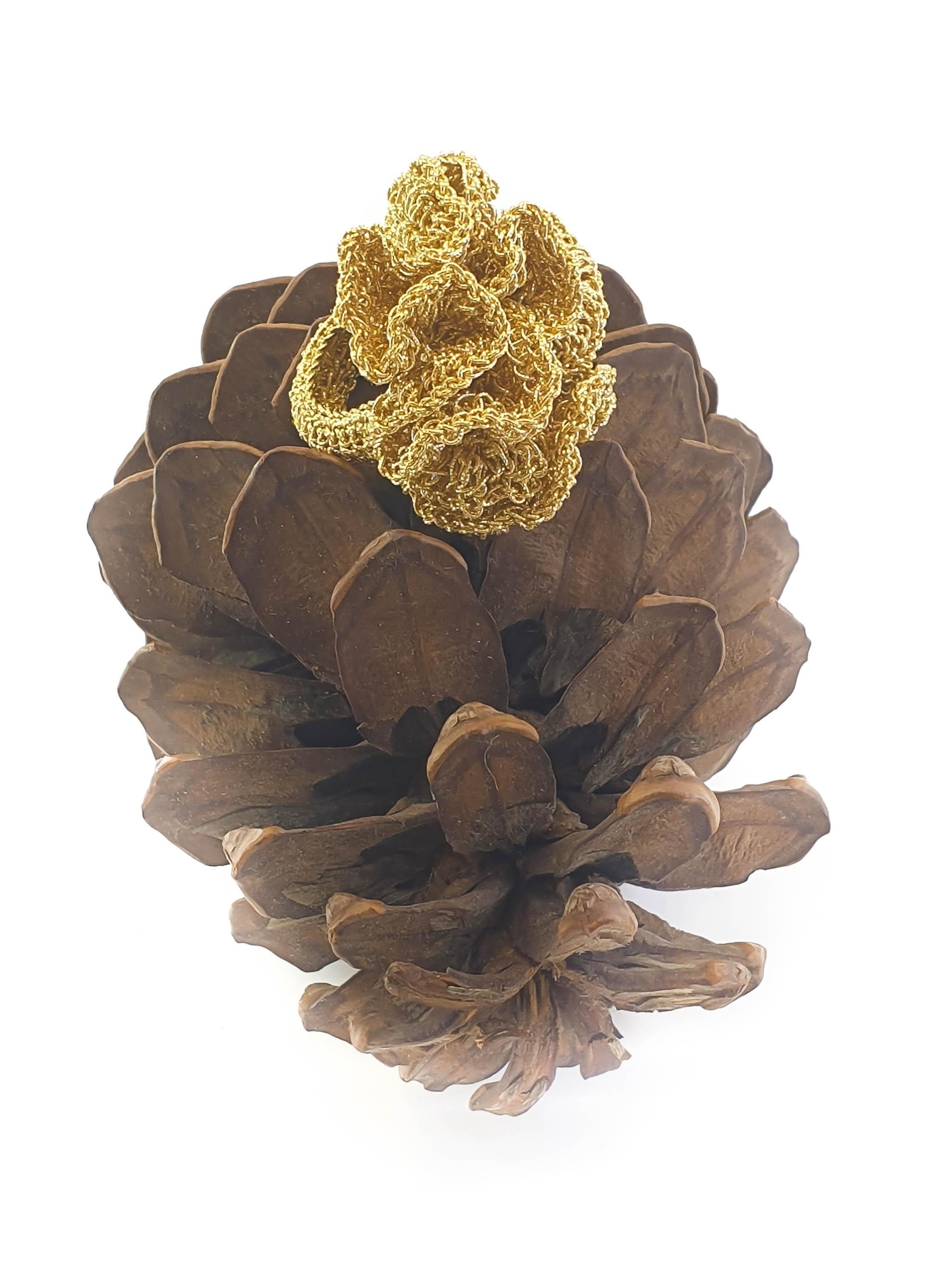 Art Nouveau 18 Karat Gold Crochet Cocktail Ring For Sale