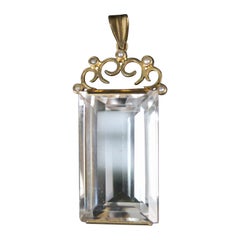 18 Karat Gold Cut Rock Crystal Stigbert Stockholm 1948 Swedish Pendant