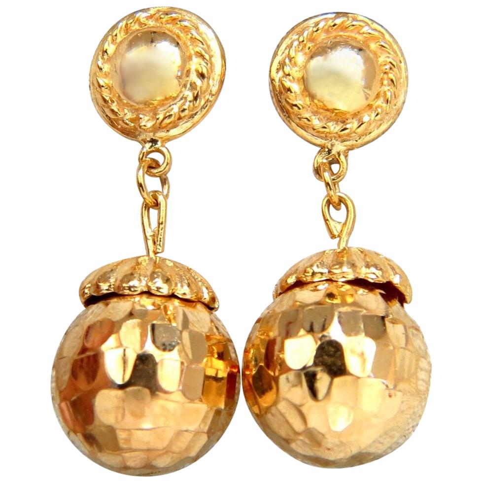 18 Karat Gold Dangle Ball Earrings