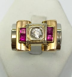 18K Gold Deco Ring, Italy Circa 1940s