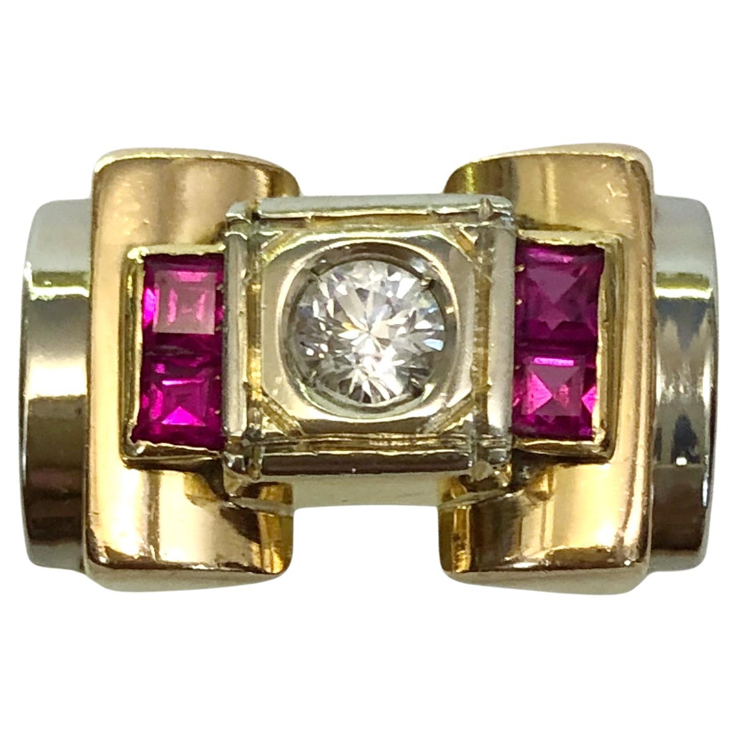 18 Karat Gold Deco Ring For Sale