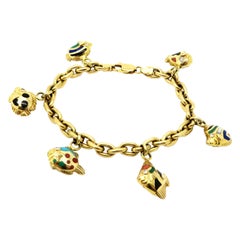 18 Karat Gold Designer Asch Grossbardt Multi-Stone and Diamond Fish Bracelet