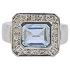 Bague aigue-marine de 1,63 carat en or 18 carats et diamants