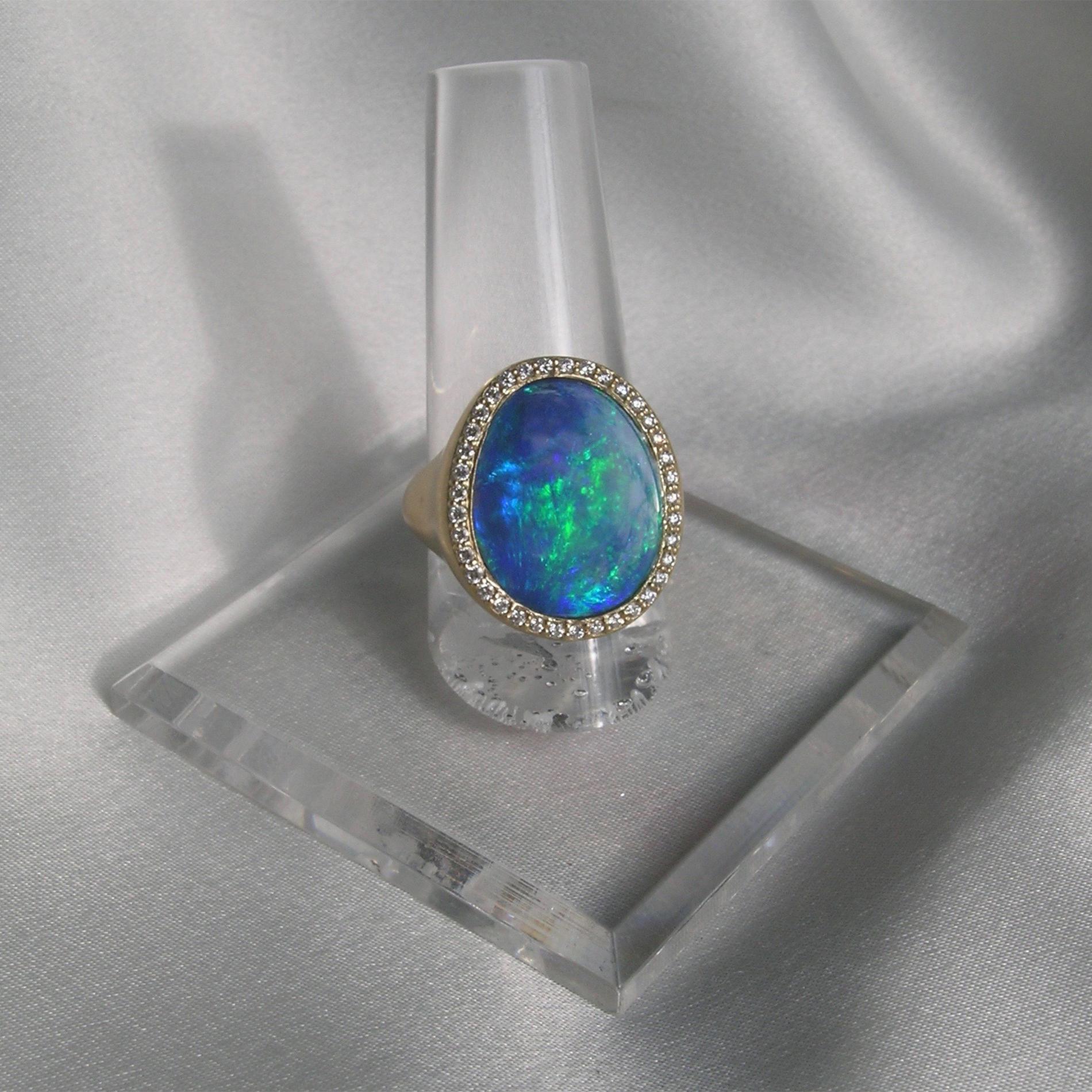 blue boulder opal ring