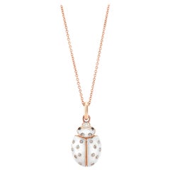 18 Karat Gold, Diamond and Enamel Ladybug Contemporary Pendant Necklace 'Evie'