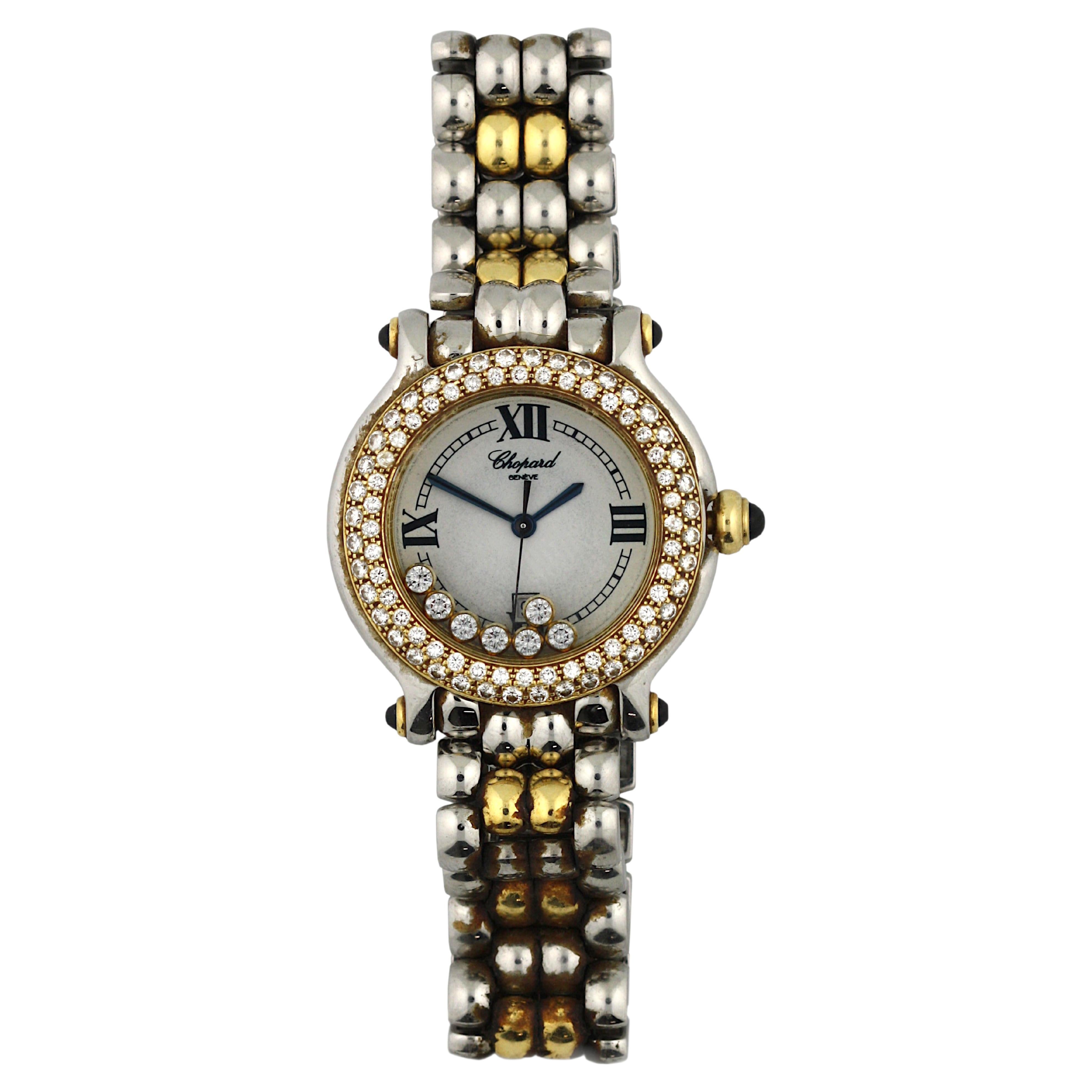 Ladies Chopard Happy Diamonds Sport 18 Karat Gold Wristwatch Round