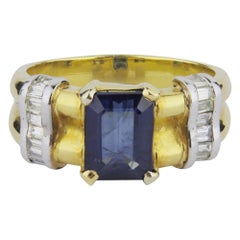 Vintage 18 Karat Gold, Diamond and Sapphire Ring