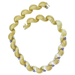 18 Karat Gold, Diamond and Sapphire Vintage Necklace, circa 1960