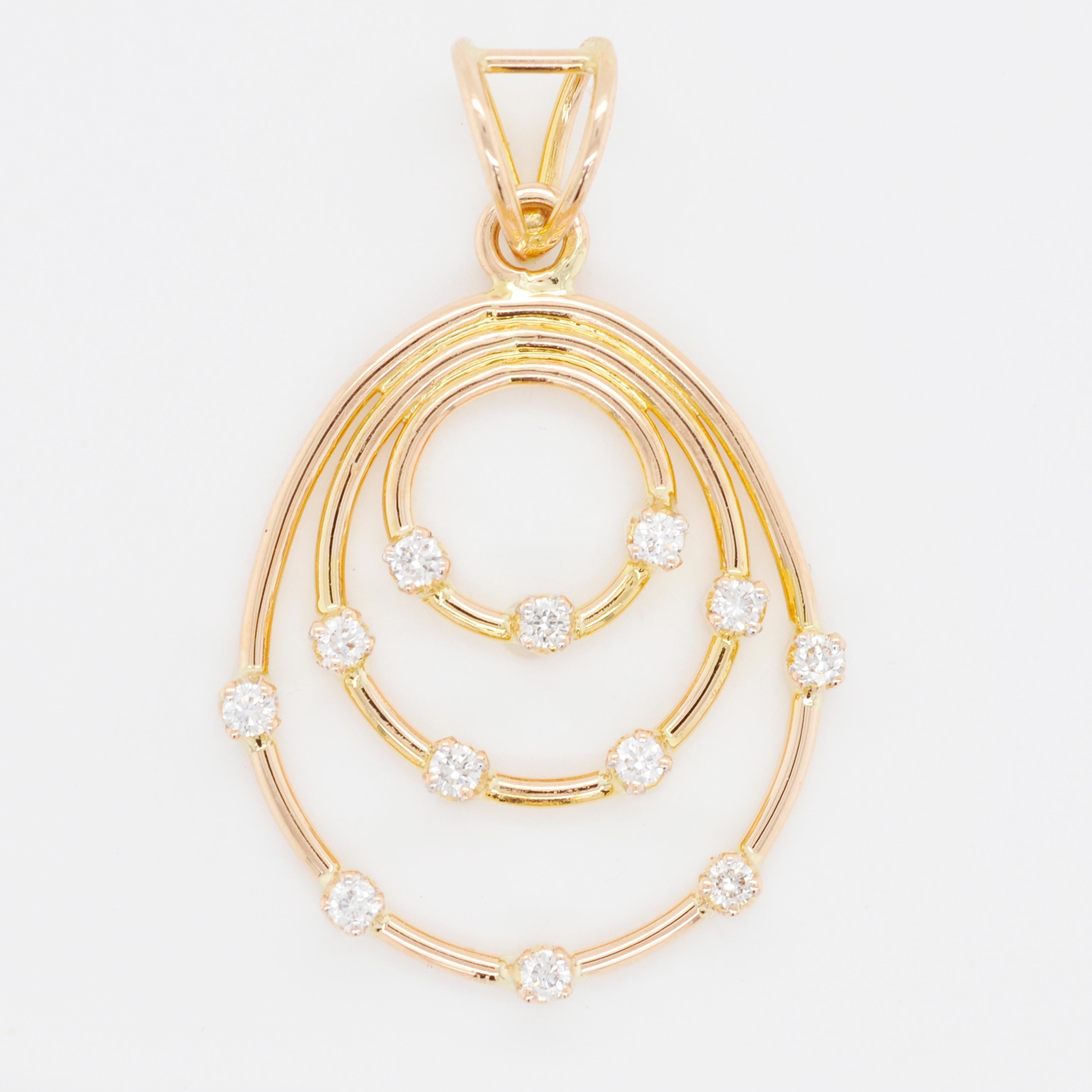 18 Karat Gold Diamond Art Deco Style Pendant Necklace In New Condition For Sale In Jaipur, Rajasthan