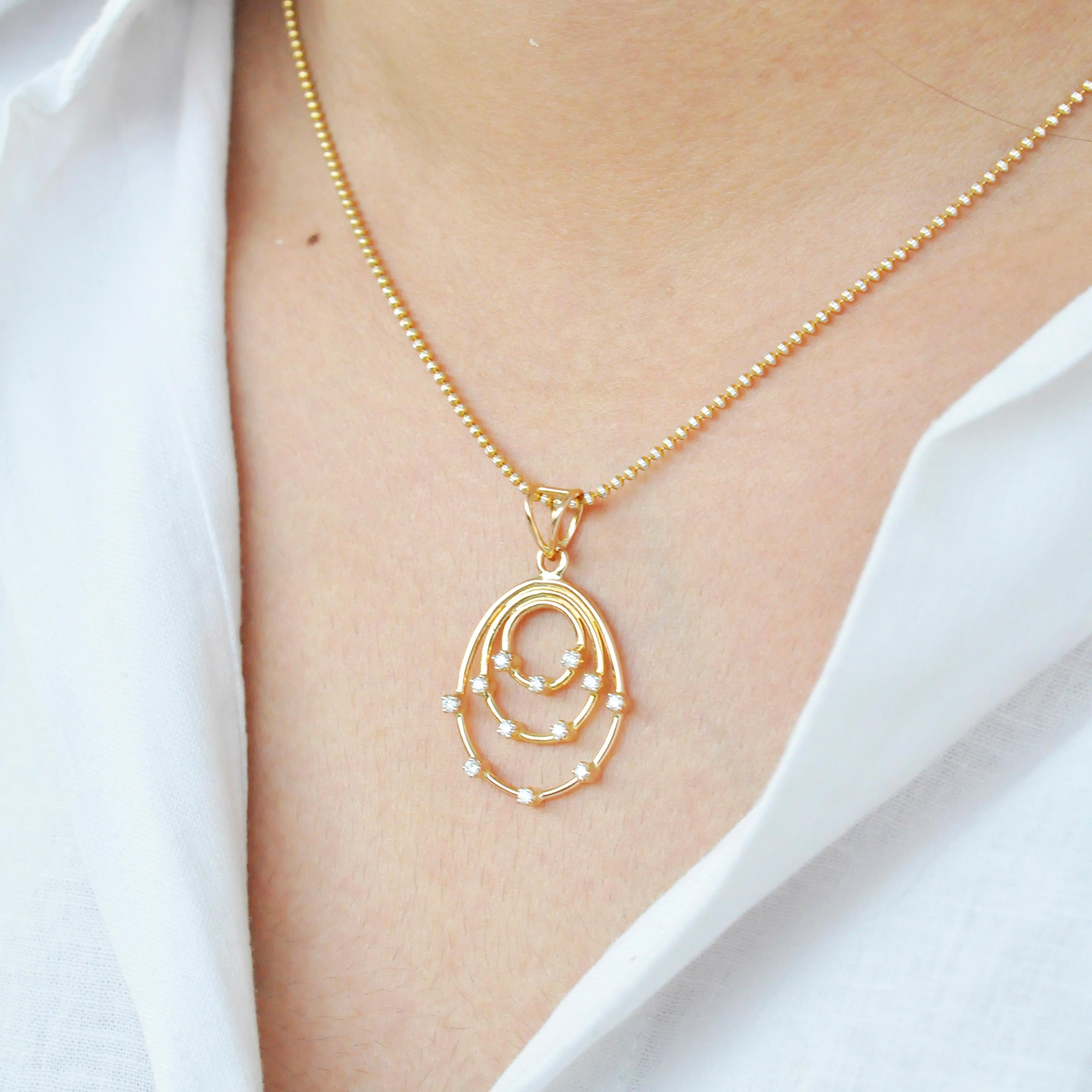 Women's 18 Karat Gold Diamond Art Deco Style Pendant Necklace For Sale