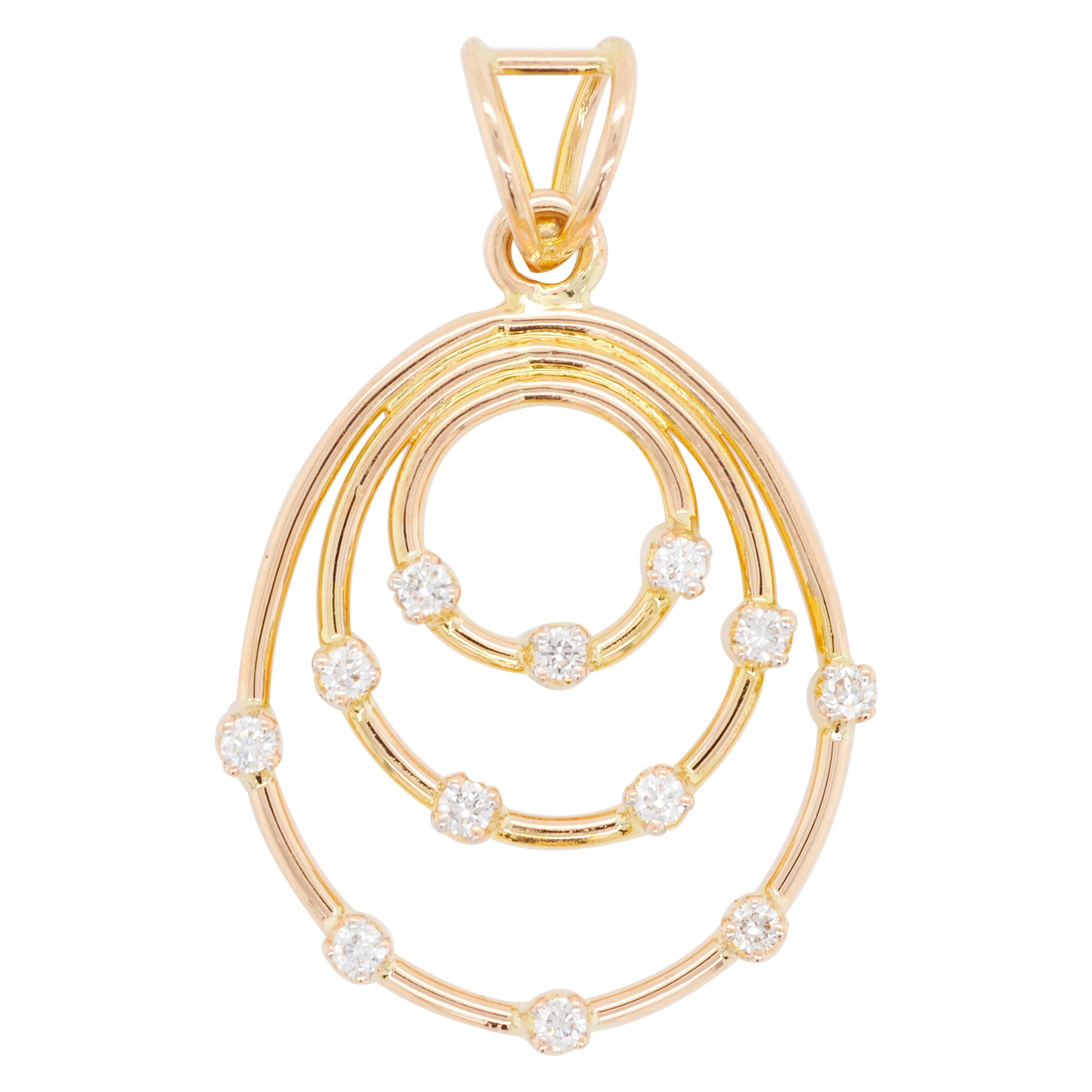 18 Karat Gold Diamond Art Deco Style Pendant Necklace