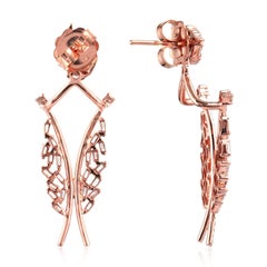 18 Karat Gold Diamond Baguette Ear Jackets Earrings