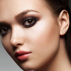18 Karat Gold Diamond Baguette Stud Earrings