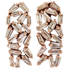 18 Karat Gold Diamond Baguette Stud Earrings