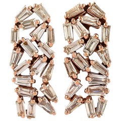 Pendientes de oro de 18 quilates con diamantes baguette