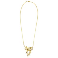 18 Karat Gold Diamond Bow Necklace