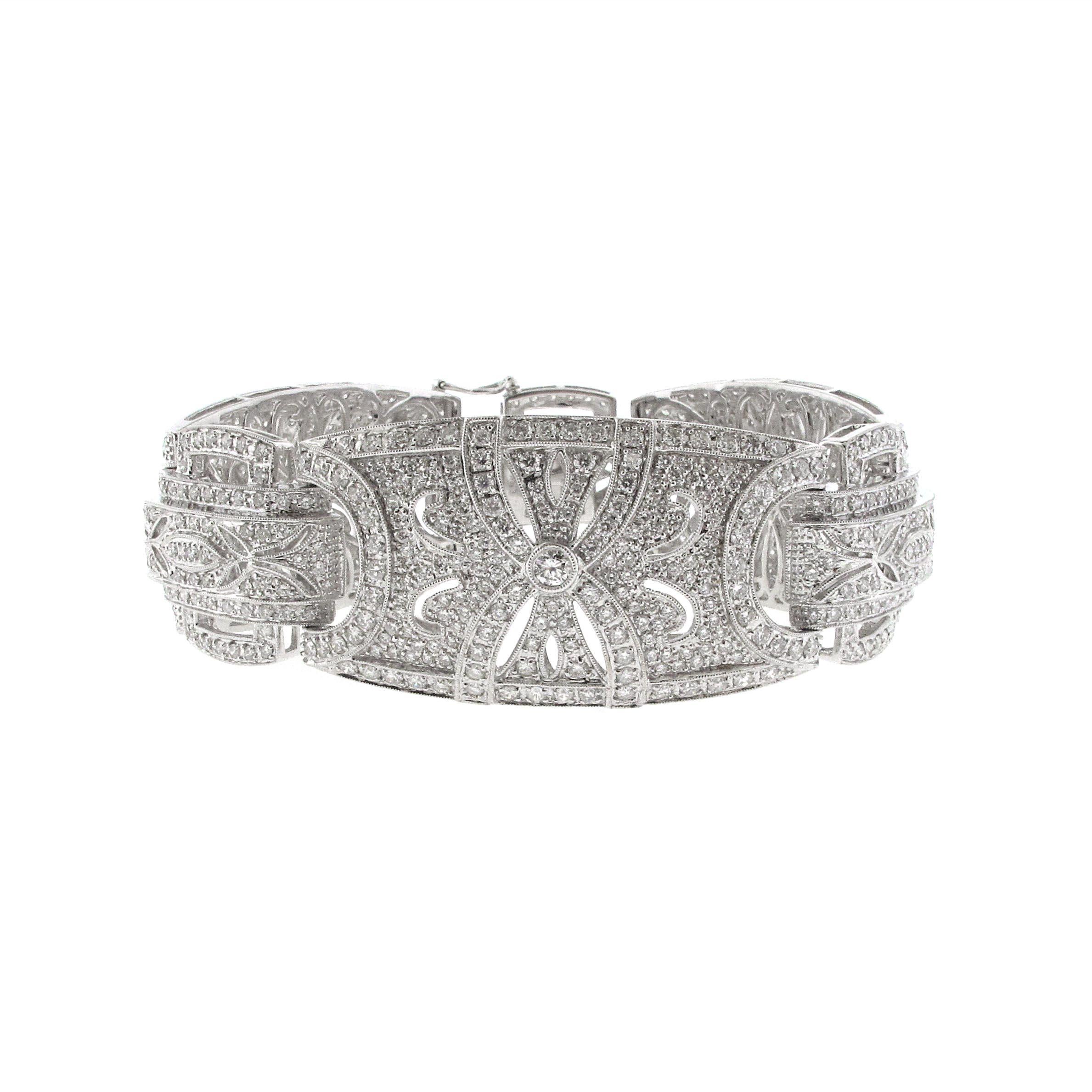 Modern Diamond Bracelet With Over 14 Carats of White Diamonds For Sale