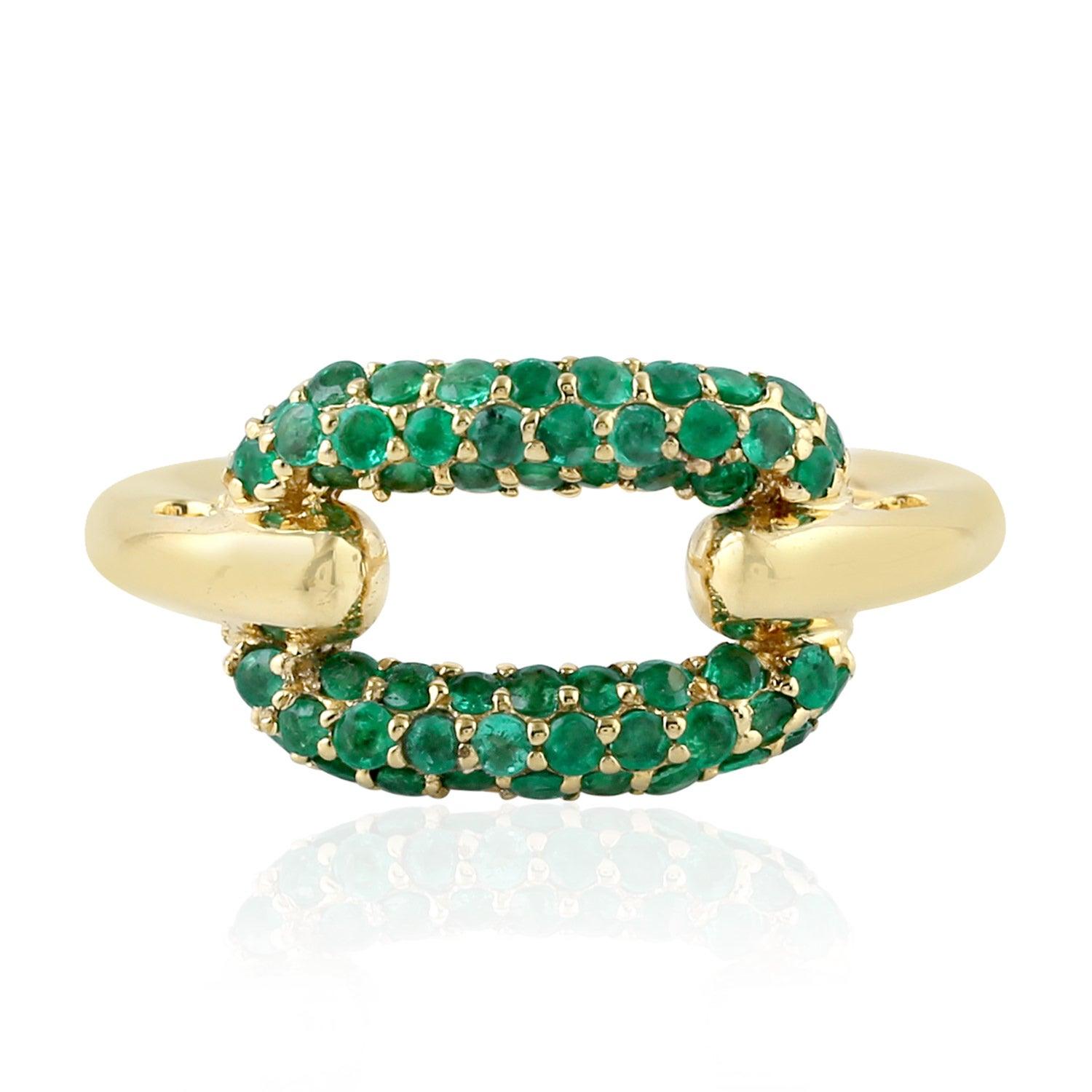For Sale:  18 Karat Gold Diamond Chain Link Ring 7