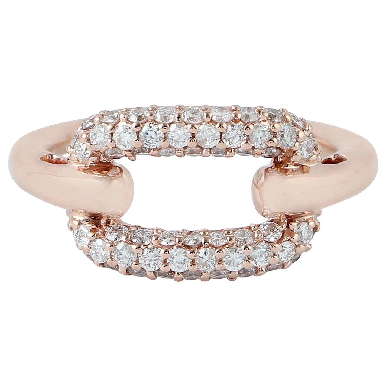 18 Karat Gold Diamond Chain Link Ring