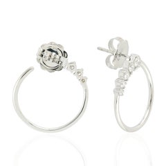 Diamond Hoop 18 Karat White Gold Spiral Earrings