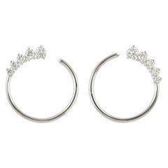 Diamond Hoop 18 Karat White Gold Spiral Earrings