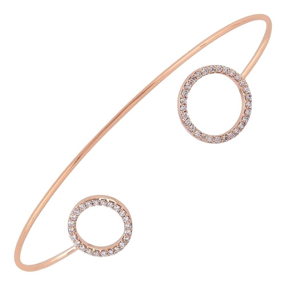 18 Karat Gold Diamond Circle Open Bangle Bracelet