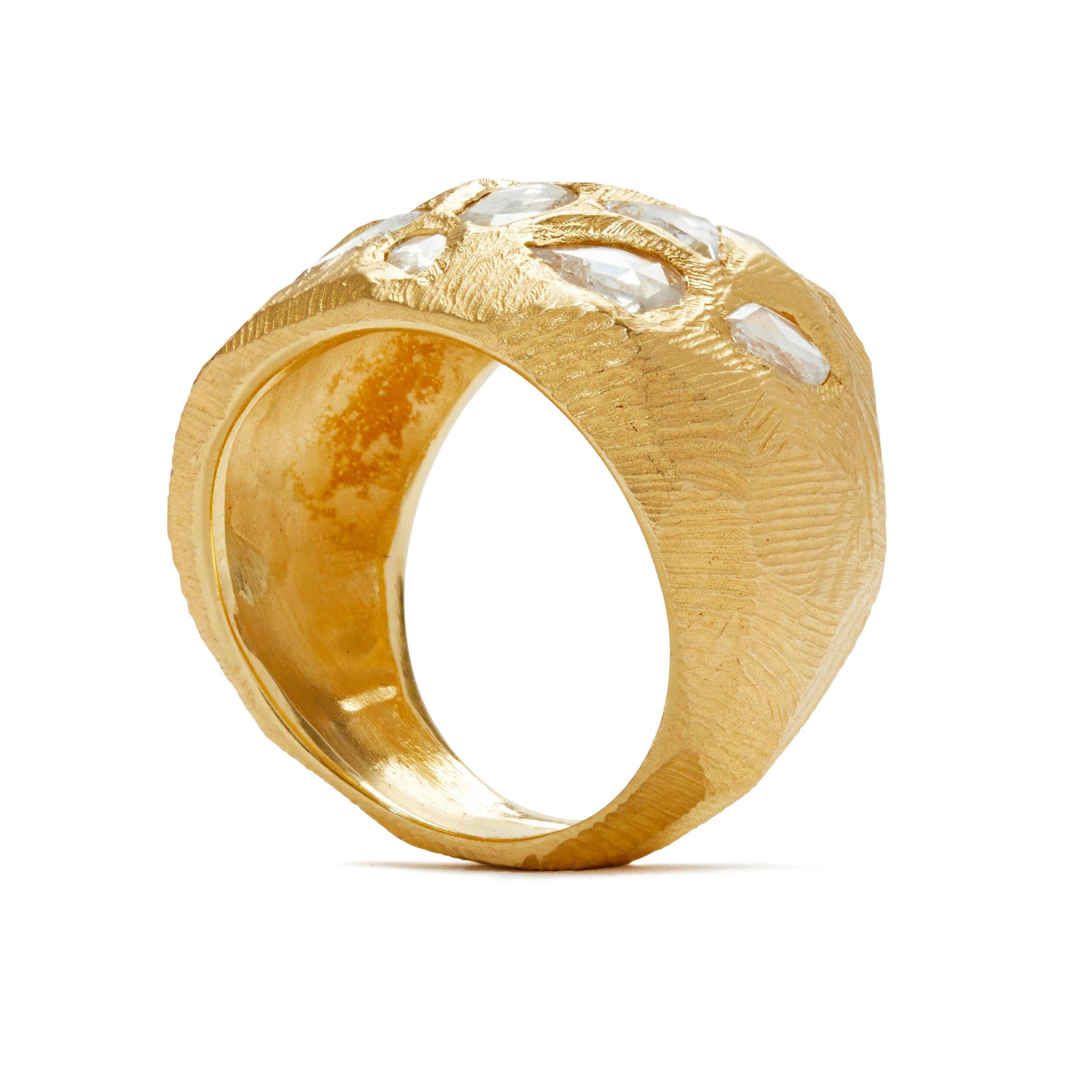Women's or Men's 18 Karat Gold Diamond Cocktail Ring 1.56 Carat
