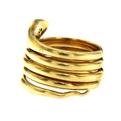 18 Karat Gold Diamond Coiled Snake Ring