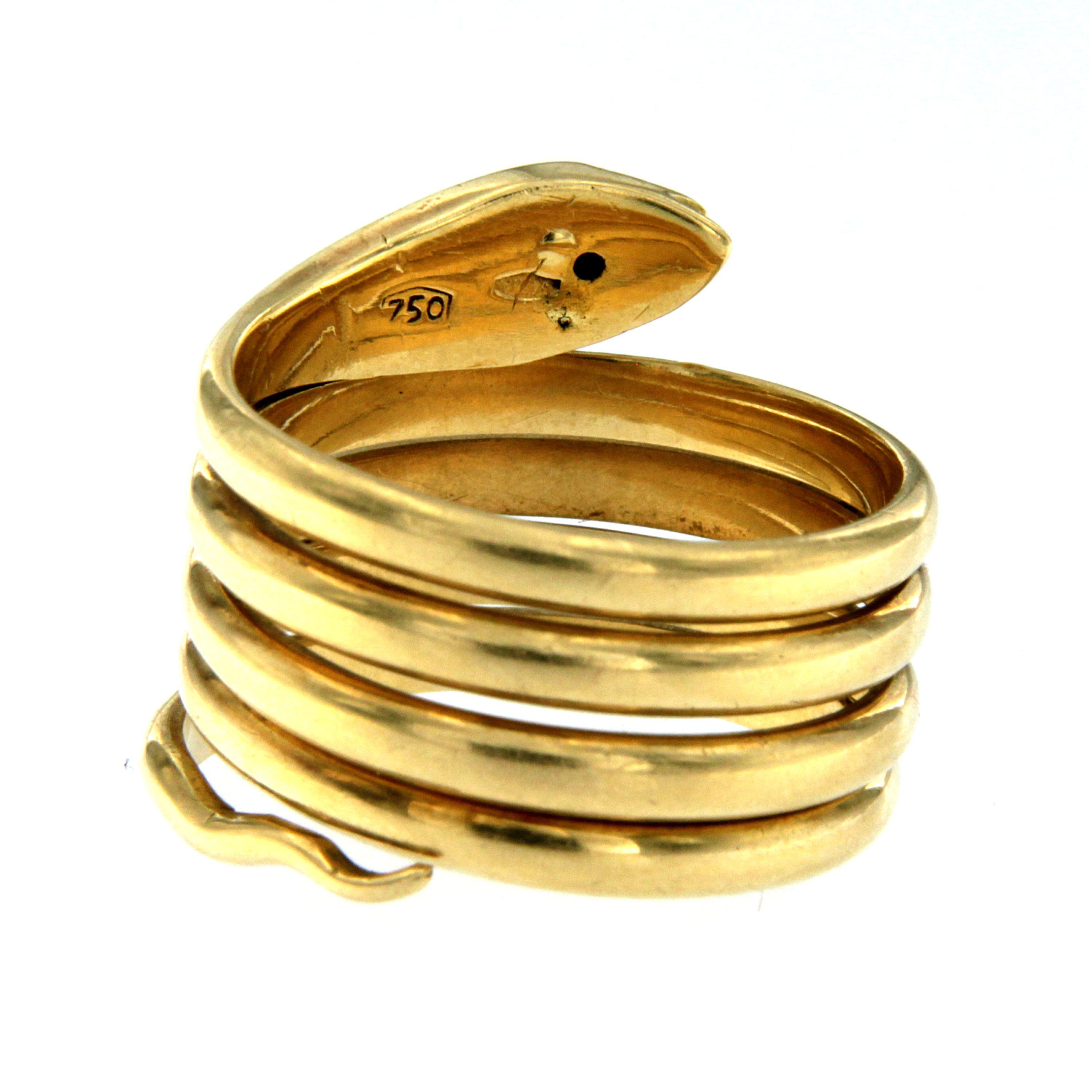 Victorian 18 Karat Gold Diamond Coiled Snake Ring