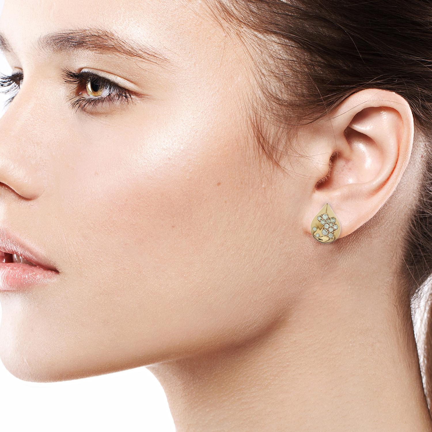 Brilliant Cut 18 Karat Gold Diamond Constellation Stud Earrings For Sale