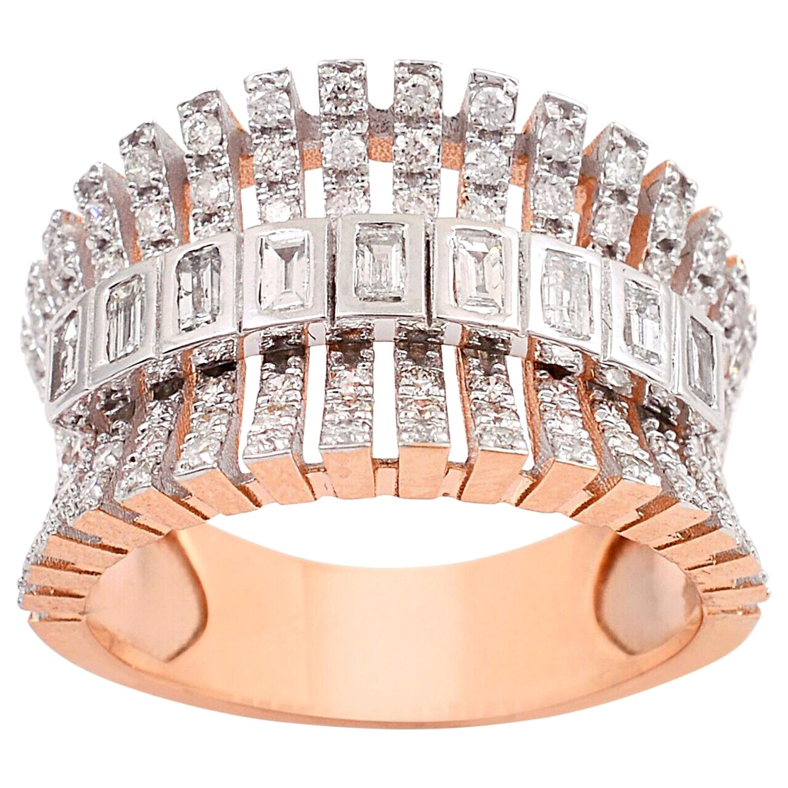 For Sale:  18 Karat Gold Diamond Dome Ring