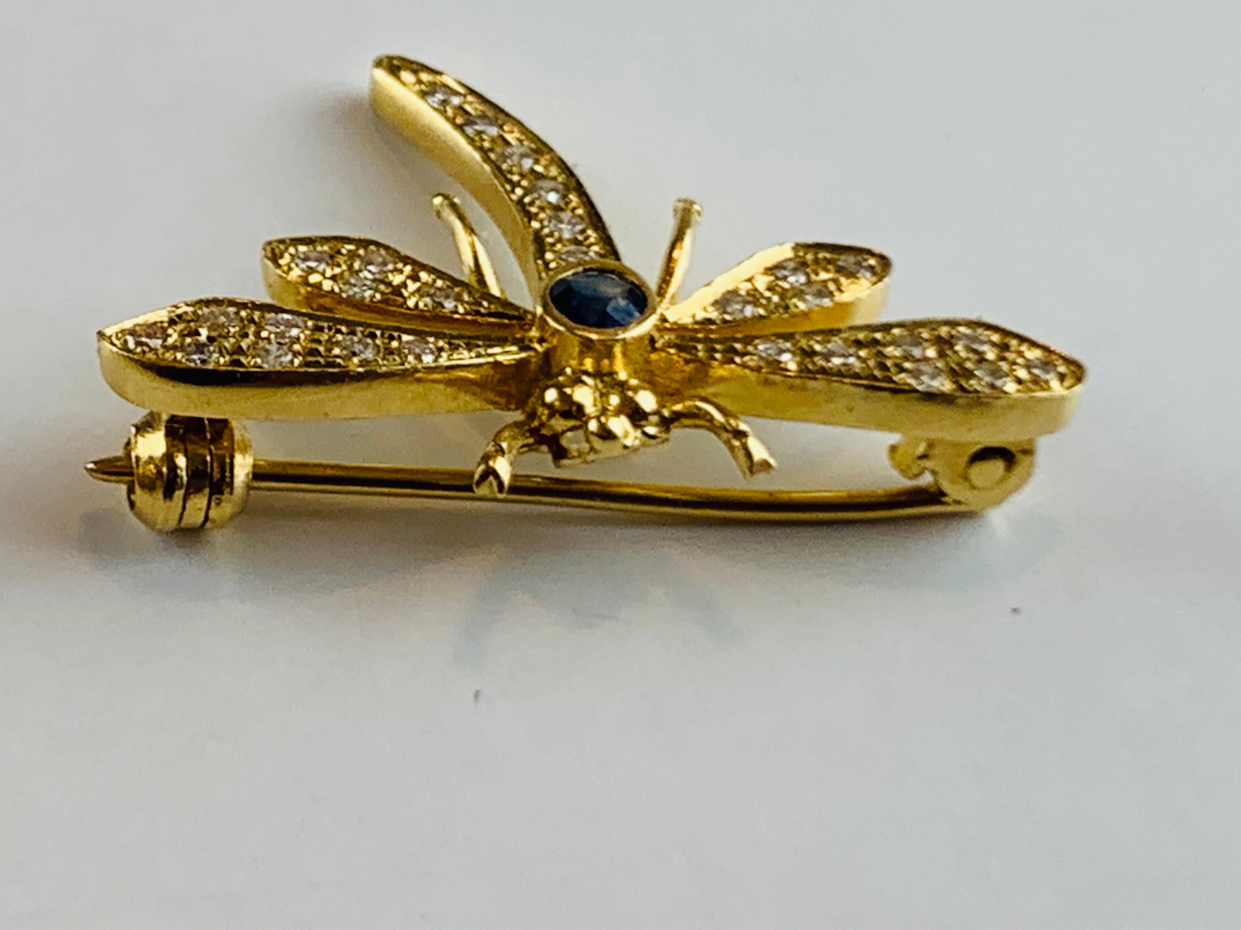18 Karat Gold and Diamond Dragonfly Booch 4
