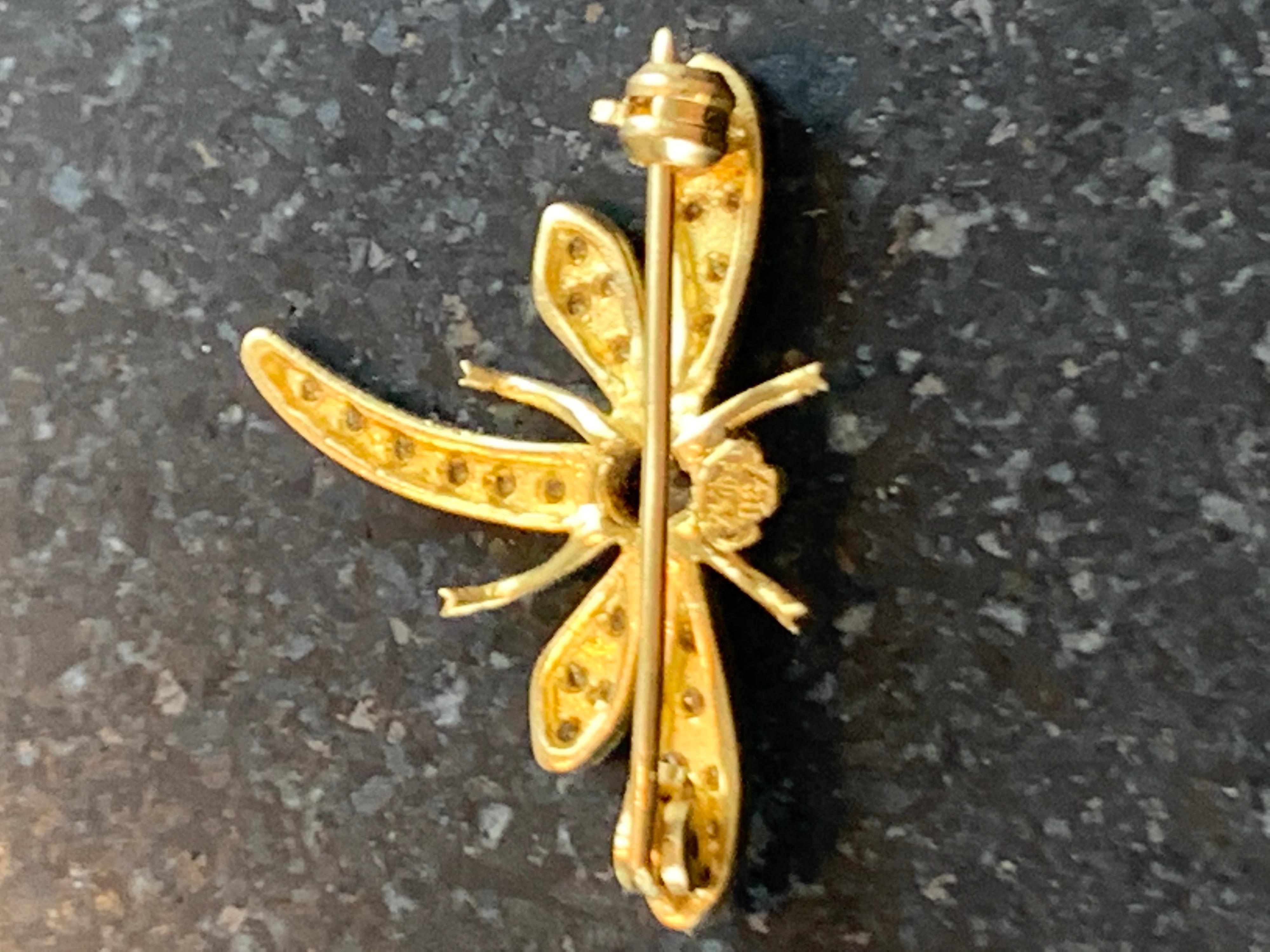 18 Karat Gold and Diamond Dragonfly Booch 6